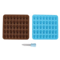 Brown and blue skull silicone mold ice cube tray for Halloween decor, desserts, or chocolates, featuring detailed skull designs.