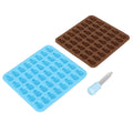 Brown and blue skull silicone ice cube tray mold for Halloween decor, desserts, and chocolates, designed for creative baking.