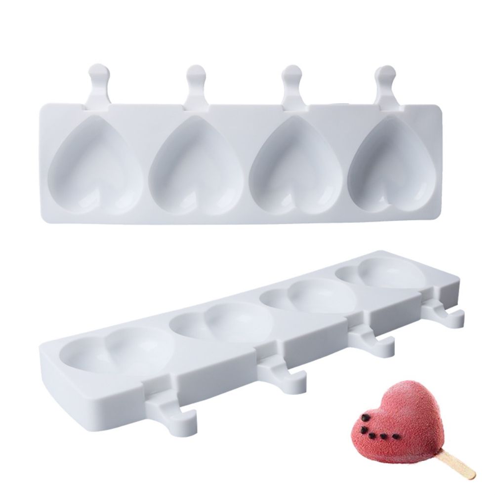 Silicone heart-shaped paw ice cream mold for homemade popsicles, ideal for kids' pretend play and DIY frozen treats.
