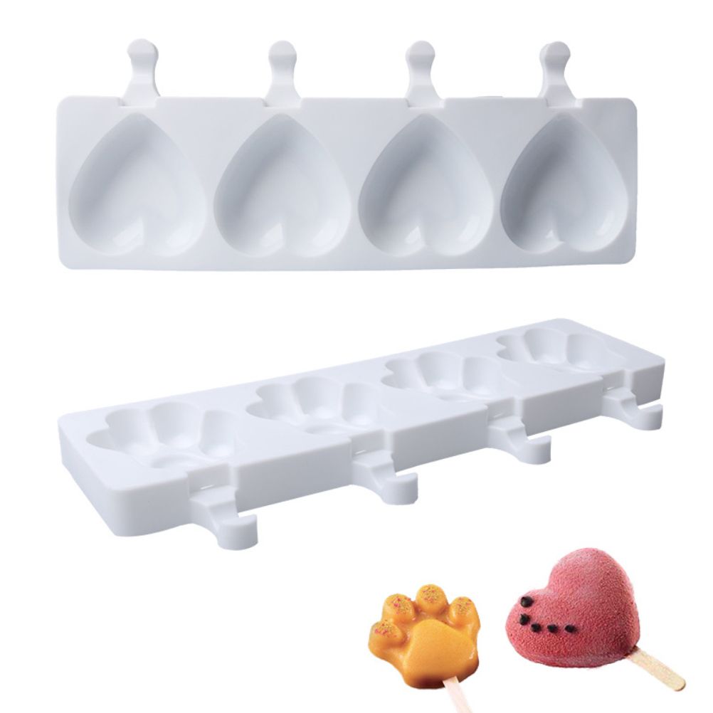 Silicone heart-shaped paw ice cream mold for homemade popsicles, perfect for kids' pretend play and DIY frozen treats.