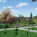 Cute outdoor garden metal statue of a standing goblin, decorative iron art for yard and garden decor.