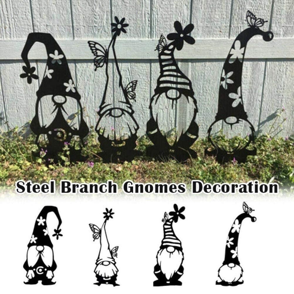Cute outdoor garden metal goblin statue by Everything Baby, standing decorative iron art for home yard and garden decor.