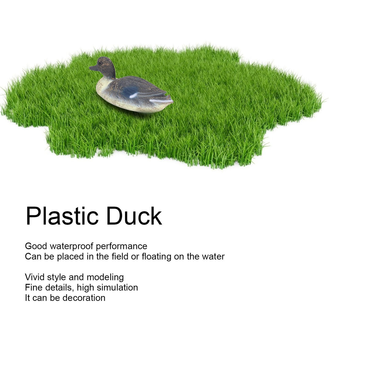 Lifelike plastic duck decoy for garden decor, 34.5 x 13cm, realistic hunting duck decoration for outdoor spaces