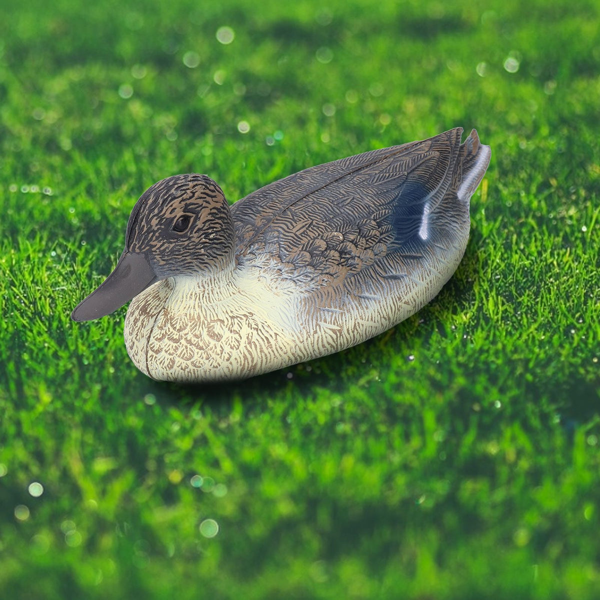 Lifelike plastic duck decoy for garden decoration, 34.5 x 13cm, featuring realistic details, ideal for outdoor garden decor.