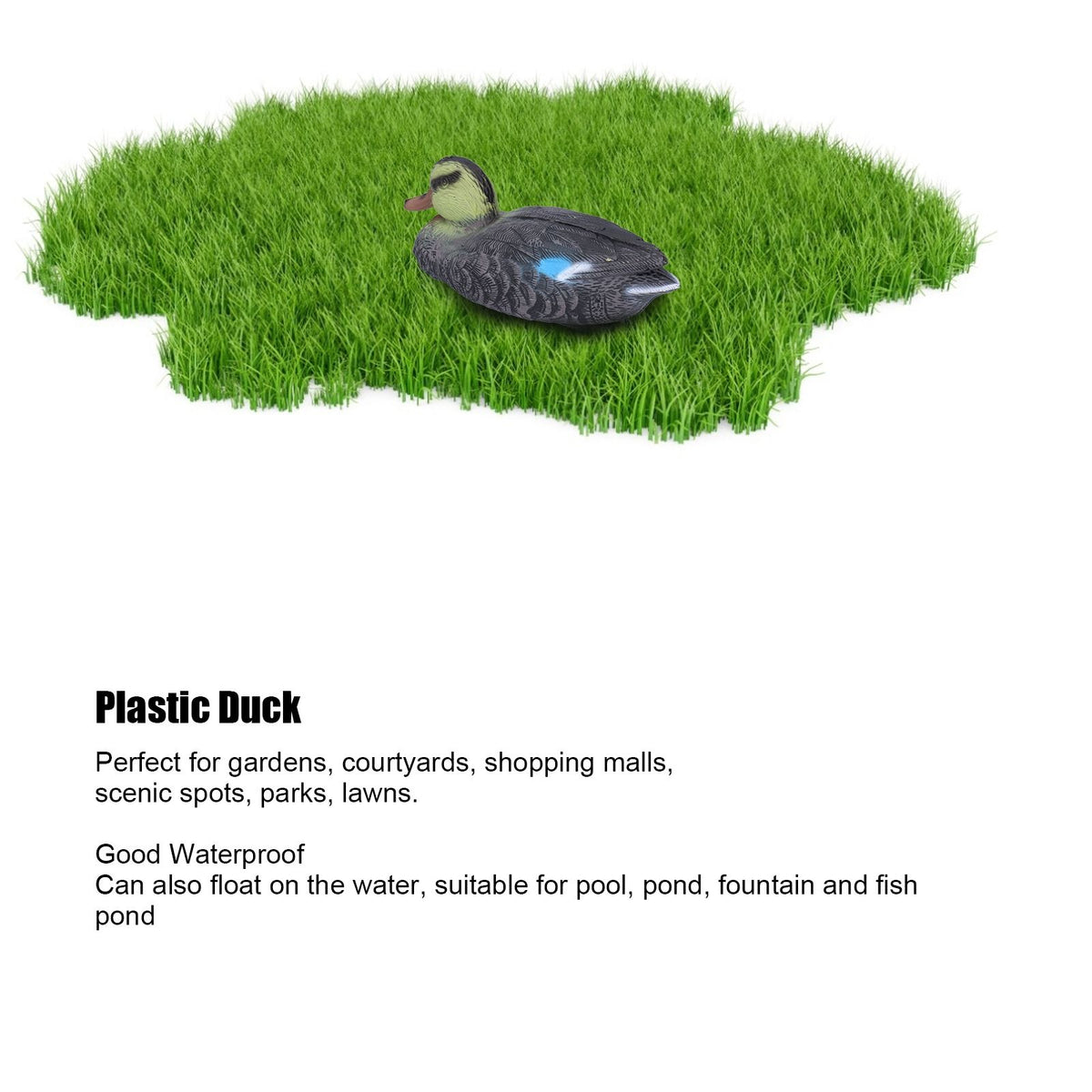 Floating yellow duck decoy for outdoor garden, pool, or yard decoration, measuring 26x11.5cm, suitable for outdoor play and decoration