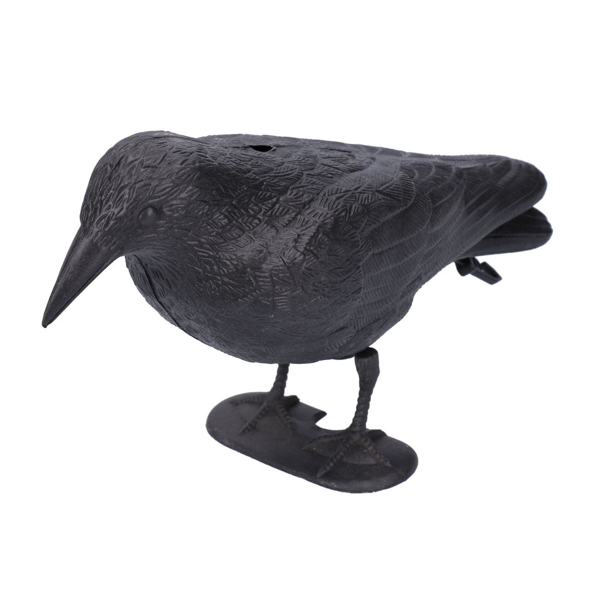 Plastic crow decoy for outdoor garden decoration, designed for hunting bait and outdoor play; from Everything Baby.