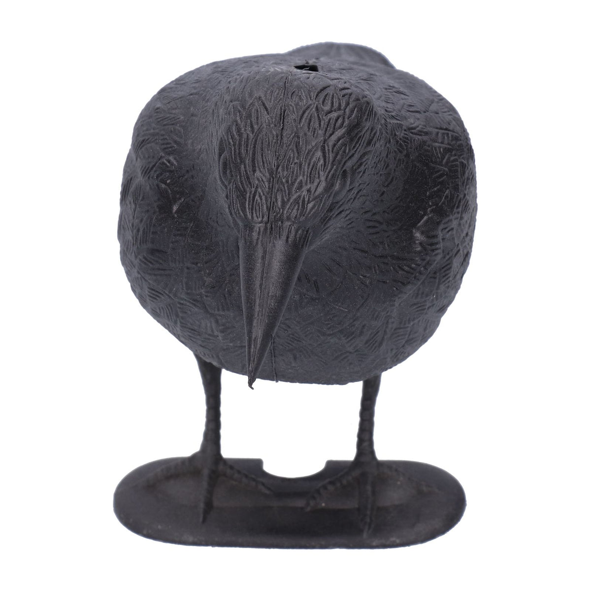 Plastic crow decoy for outdoor garden decoration, used as hunting bait or bird deterrent in outdoor garden settings.