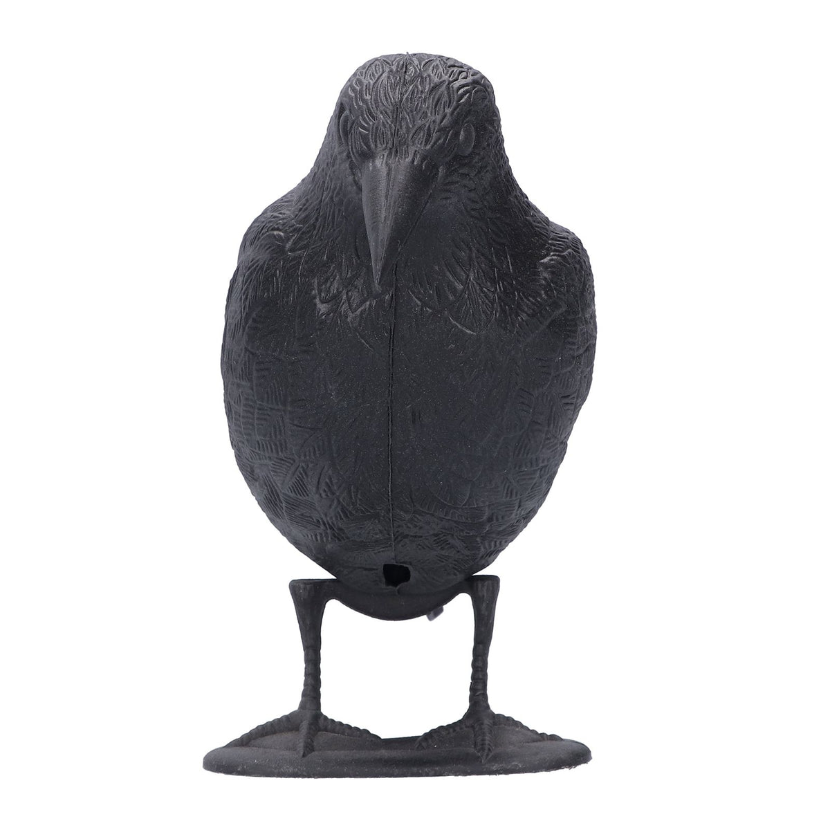 Plastic crow decoy for hunting bait and outdoor garden decoration, featuring realistic details for outdoor use.
