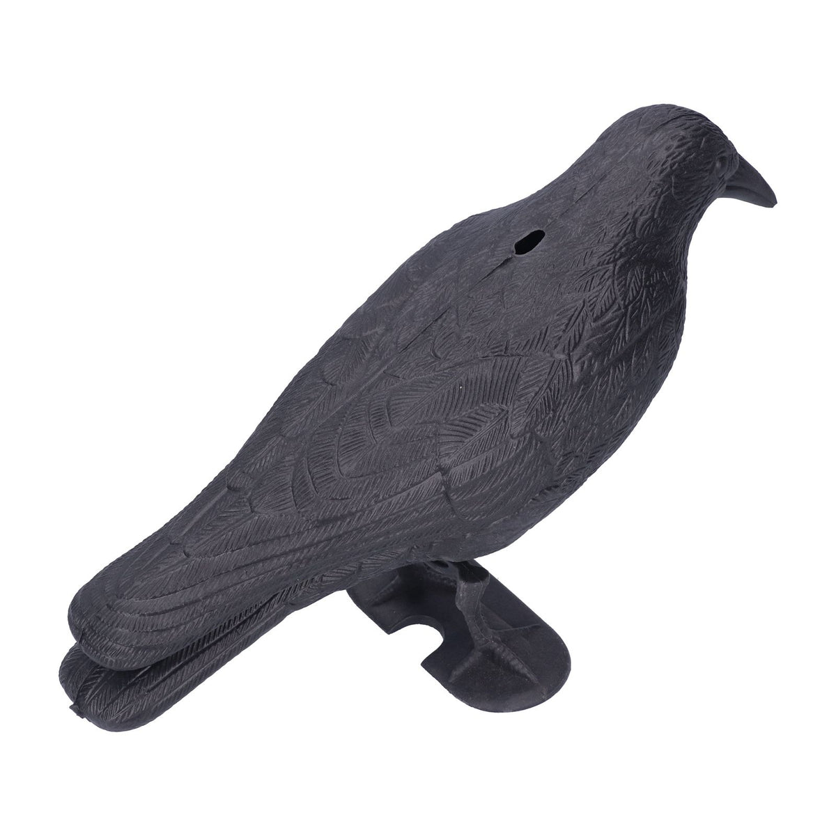 Simulation plastic crow statue decoy for outdoor garden decoration, designed for hunting bait and wildlife deterrence.