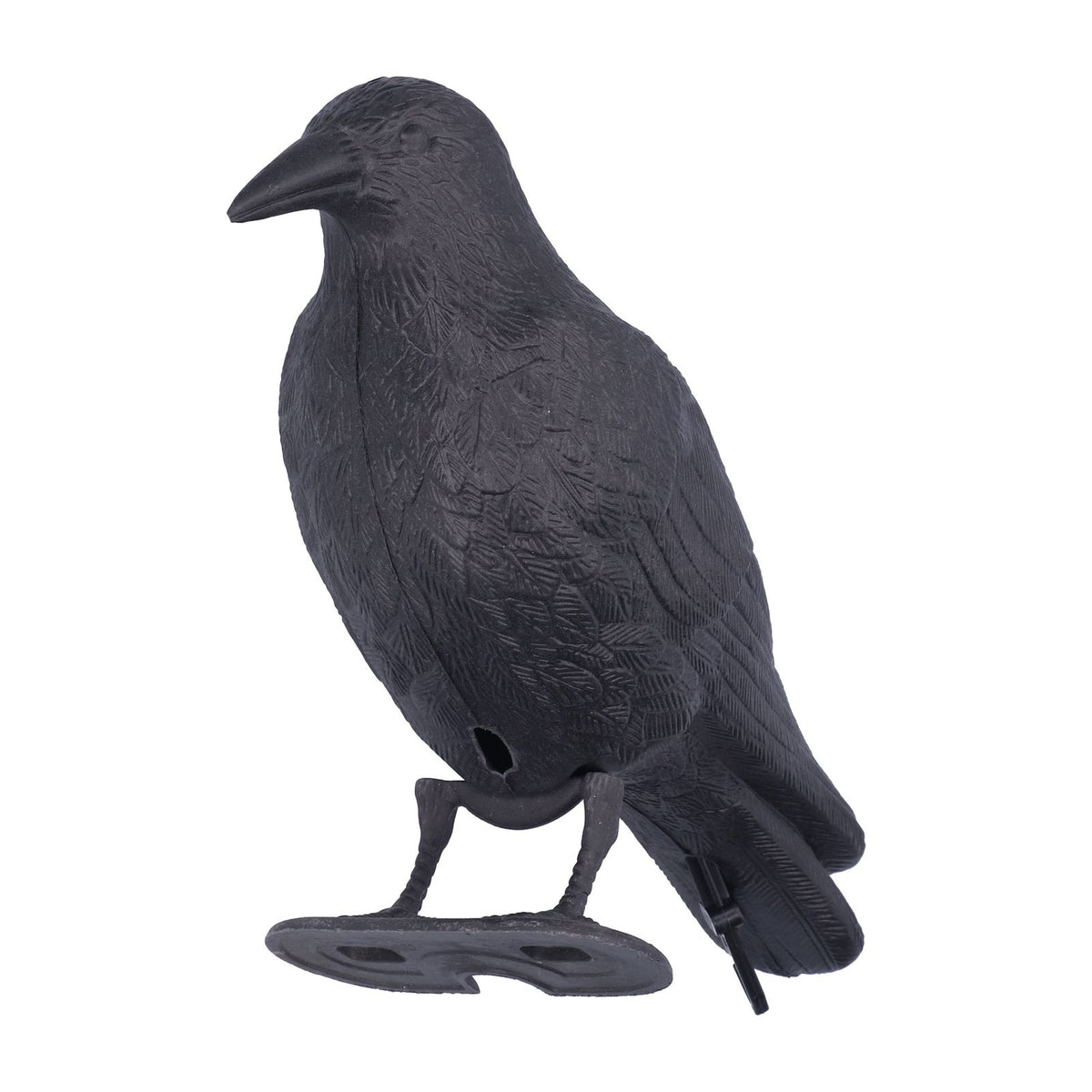 Plastic crow decoy for outdoor garden decoration, used as hunting bait and outdoor play equipment for kids.