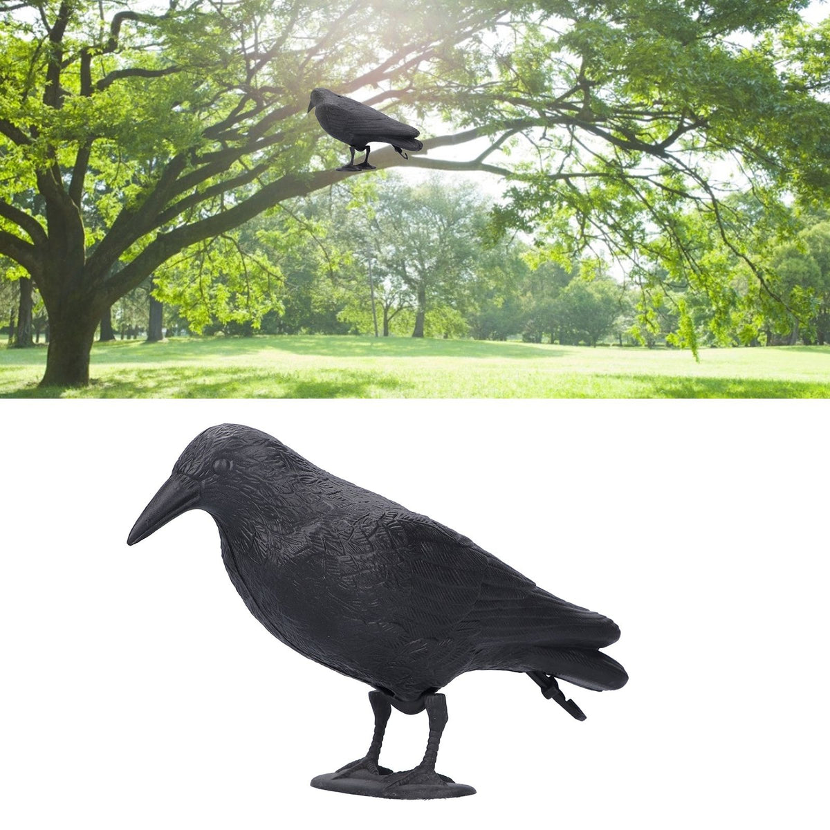 Plastic crow decoy for outdoor garden decoration and hunting bait, suitable for outdoor play and garden decoration.