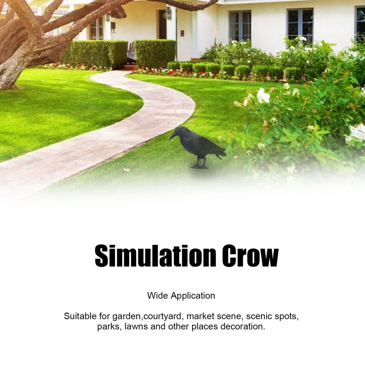 Plastic crow decoy for outdoor garden decoration, used as hunting bait or outdoor play accessory by Everything Baby.