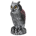 Plastic owl garden decoy outdoor decoration, realistic simulation owl statue used as a hunting deterrent or garden ornament.