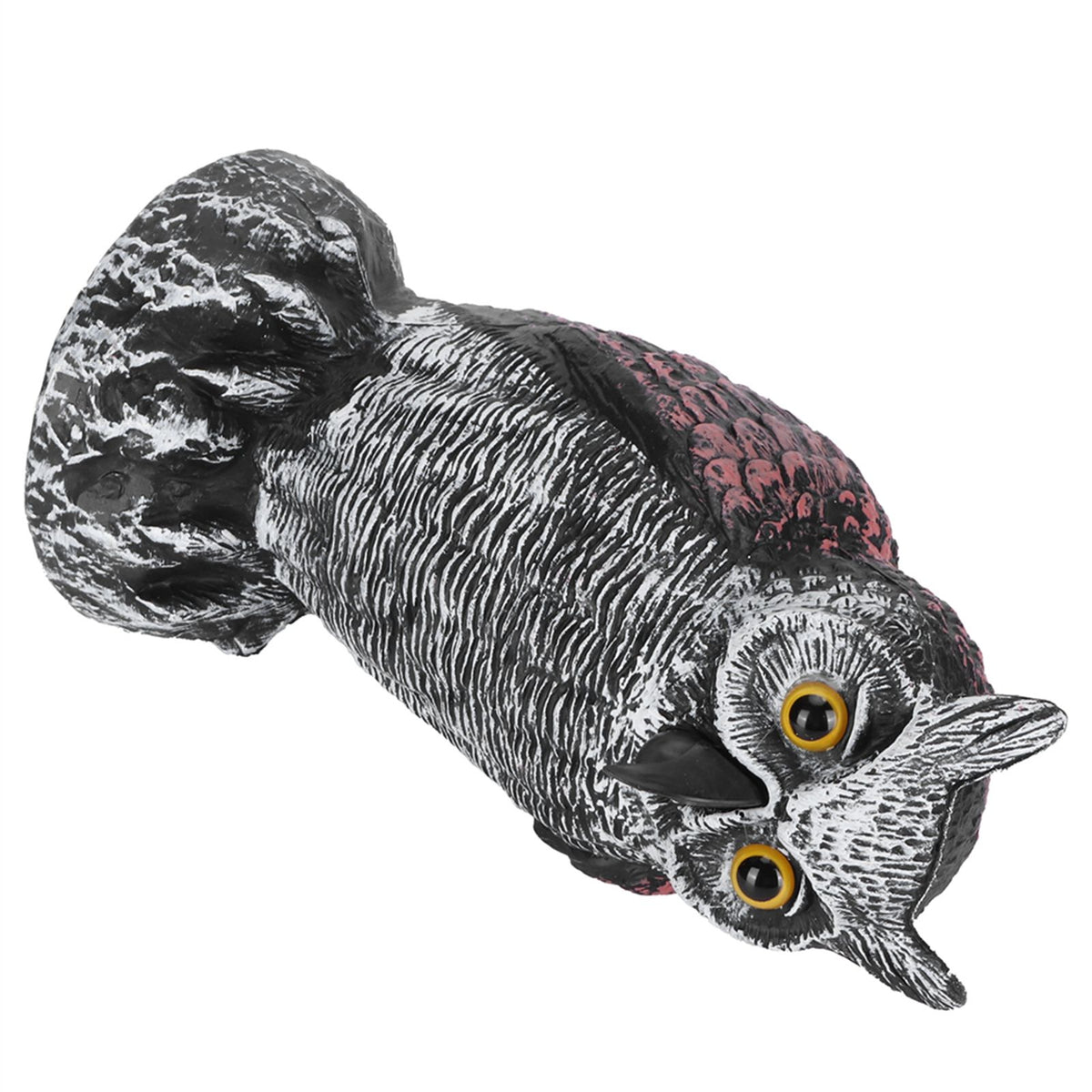 Fake plastic owl statue decoration for outdoor gardens, used as a hunting decoy and garden repeller by Everything Baby.