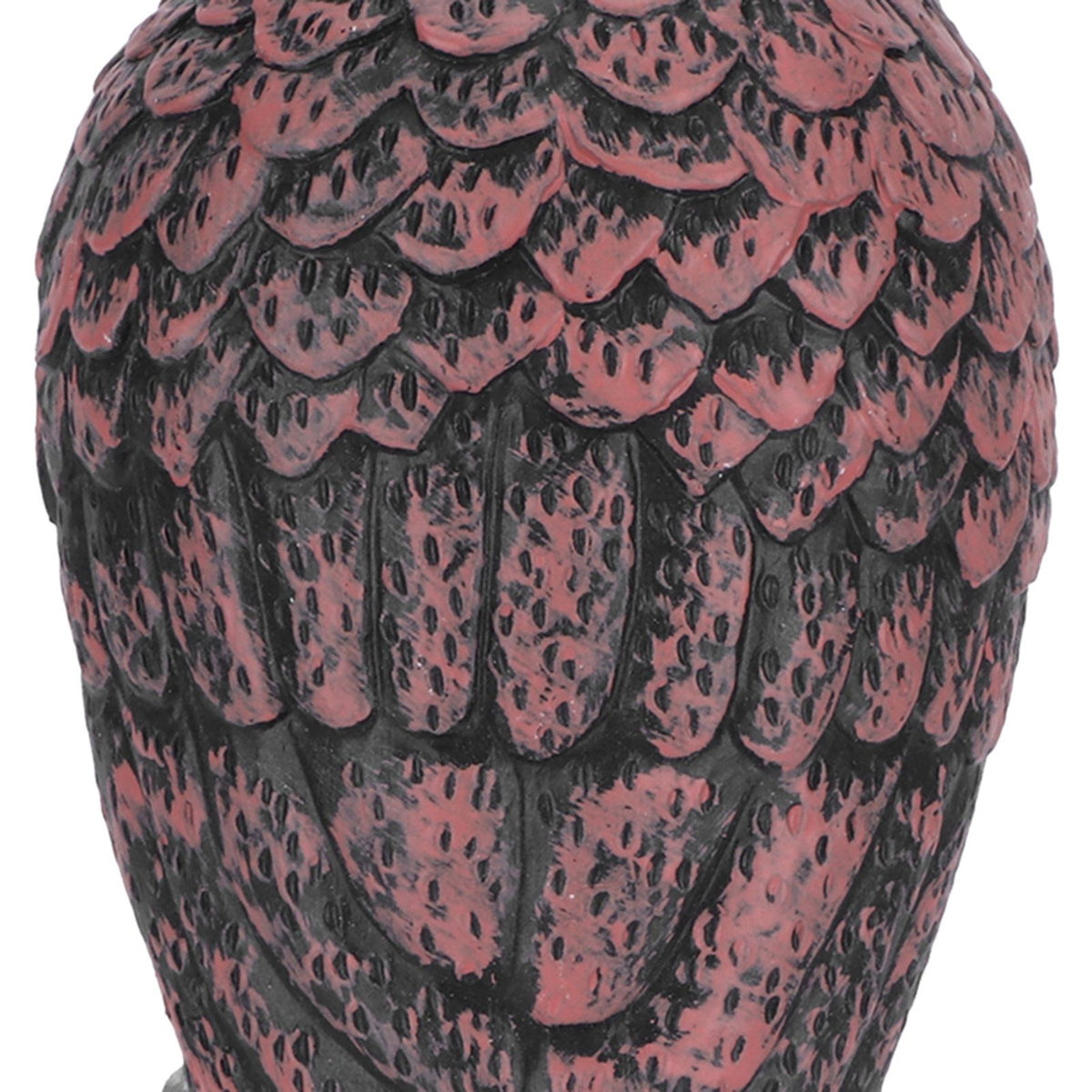 Plastic owl garden decoy for outdoor decoration and pest repellent, designed to mimic a real owl for outdoor garden use.