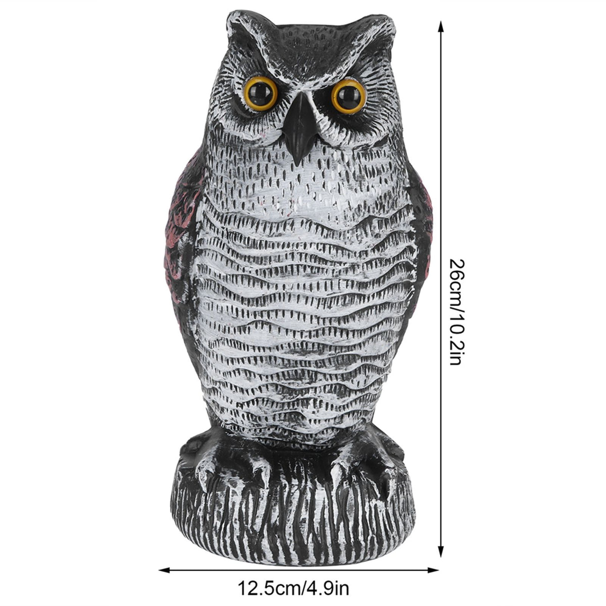 Plastic owl statue decoration for outdoor garden, used as a hunting decoy and bird repeller by Everything Baby.
