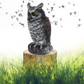 Plastic owl garden decoy statue for outdoor pest repelling, designed to resemble a real owl to deter pests in outdoor spaces.