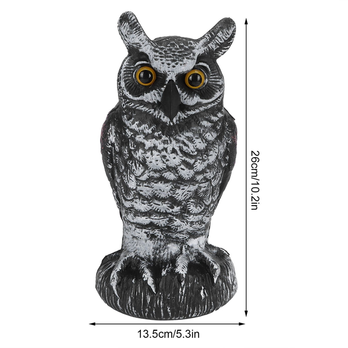 Plastic owl statue decoration for outdoor gardens, used as a bird repeller and hunting decoy by Everything Baby.