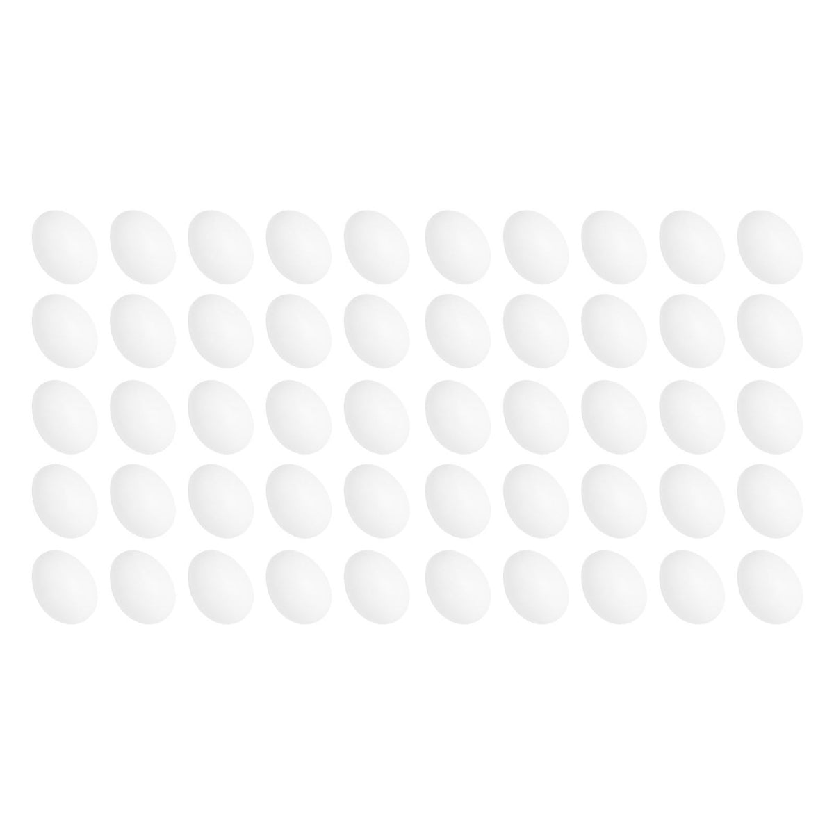 Set of 50 plastic fake pigeon eggs for bird hatching and breeding toys, designed for pretend play and educational use.