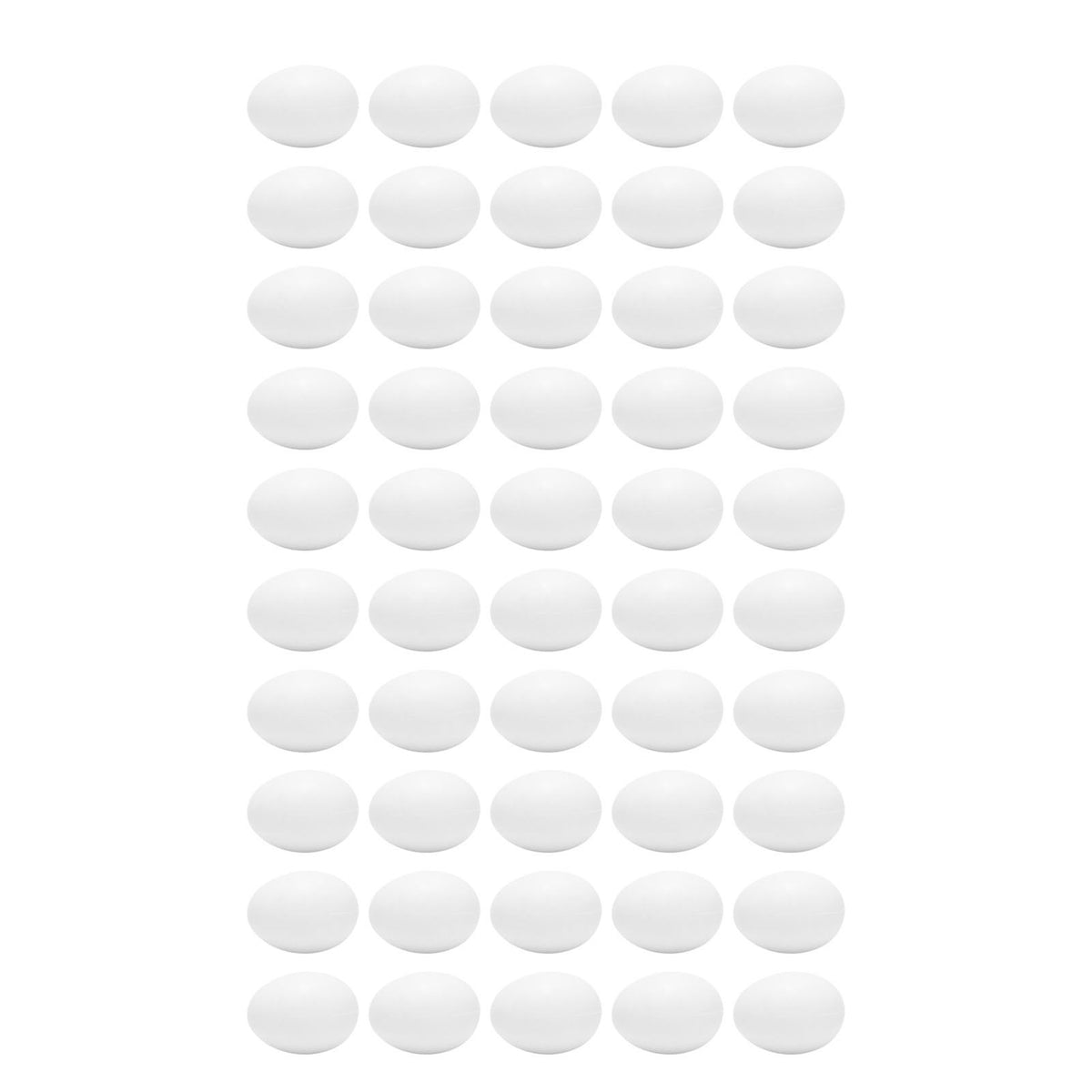 Set of 50 plastic fake pigeon eggs for bird hatching and breeding simulation, ideal for educational and pretend play purposes.