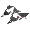 Set of five black acrylic chicken stake statues with animal shapes, ideal for garden or yard outdoor decoration.