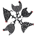 Set of five black acrylic chicken stake statues with animal shapes, ideal for garden yard outdoor decoration.