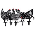 Set of five black acrylic chicken stake statues featuring animal shapes, ideal for garden and yard outdoor decoration.
