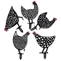 Set of five black acrylic chicken stake statues with animal shapes for garden or yard outdoor decoration by Everything Baby.