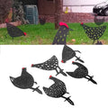 Set of five black acrylic chicken stake statues with cute animal shapes for garden or yard outdoor decoration.