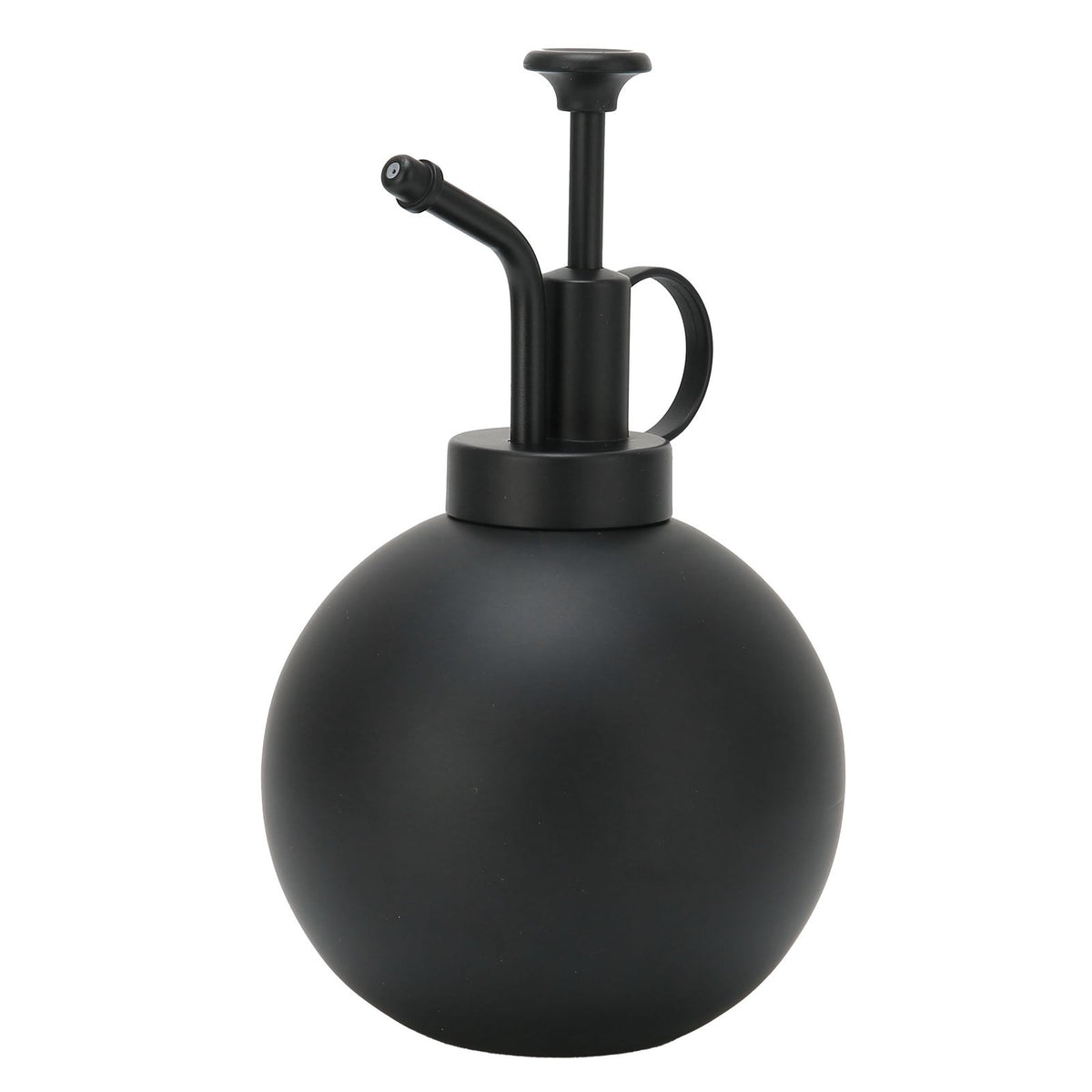 Black vintage 500ml watering pot with hand press spray nozzle, garden balcony accessory, for outdoor watering and plant care.
