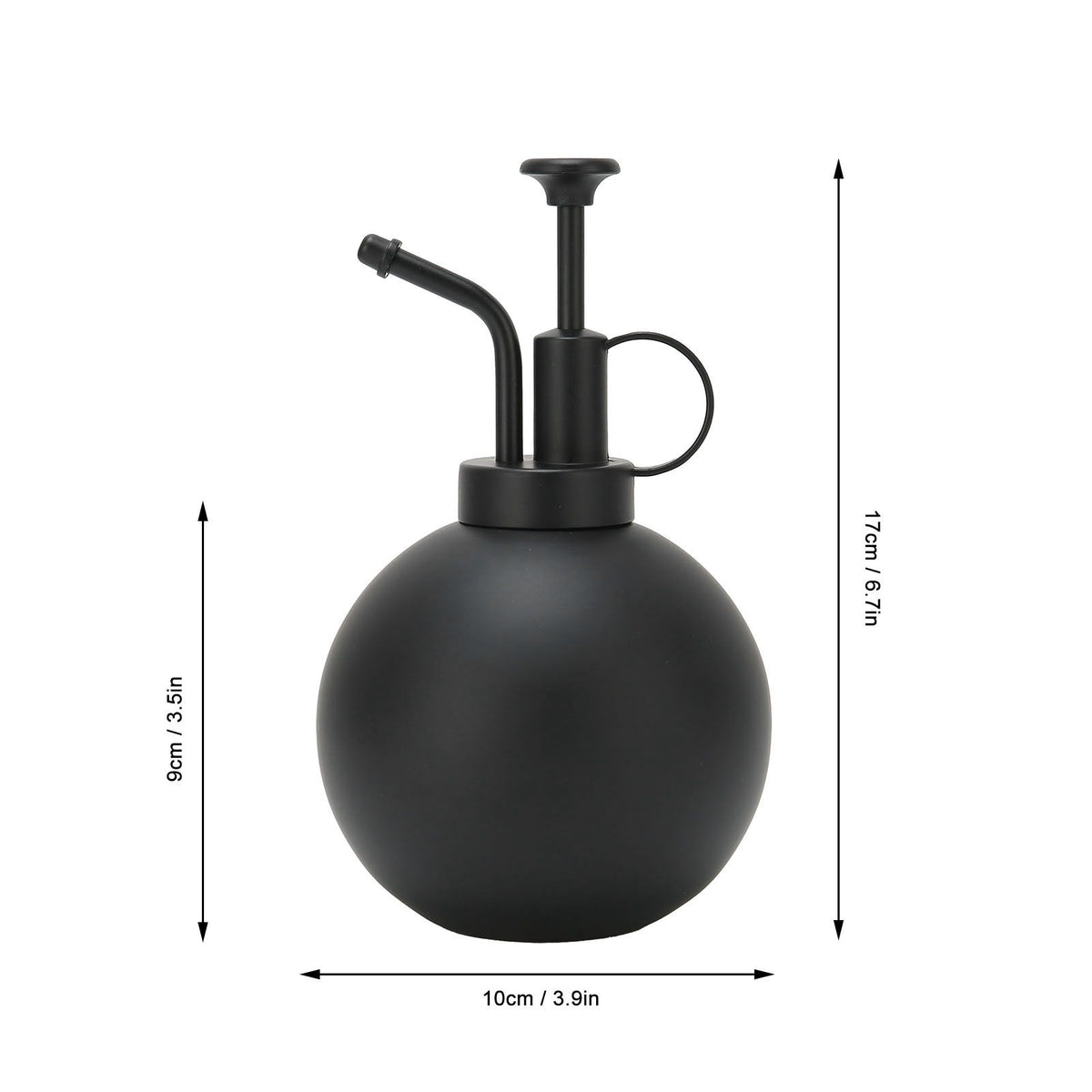 Vintage black 500ml watering pot with hand press spray nozzle, garden and balcony accessory for outdoor watering tasks.