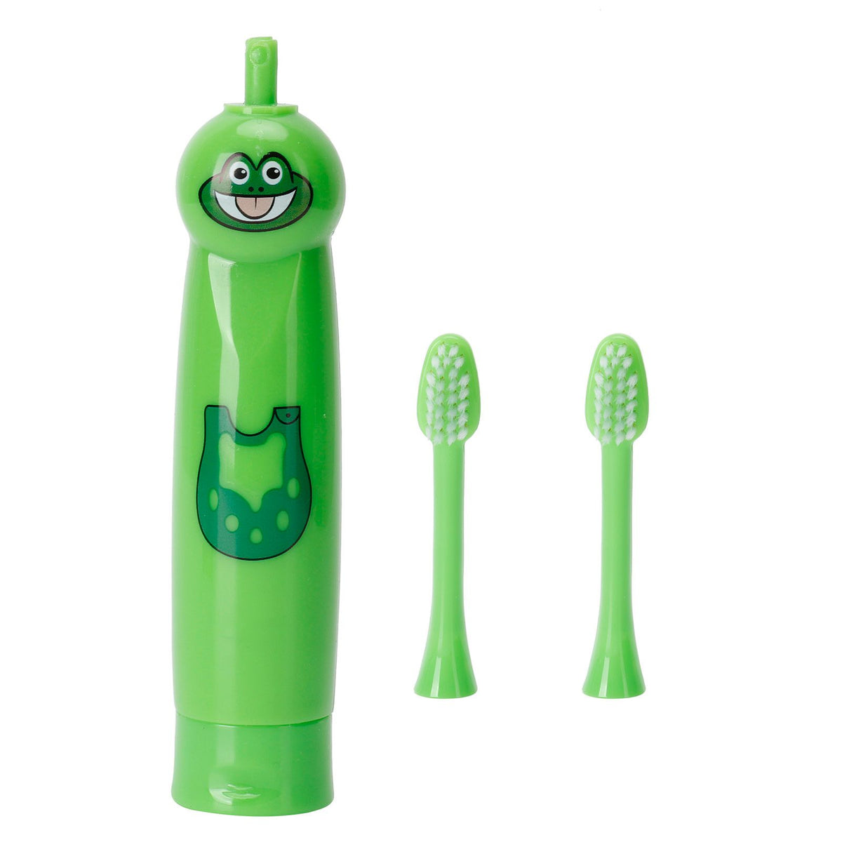 Children's electric toothbrush with cartoon pattern, waterproof design, green color, for kids' dental health, by Everything Baby.