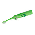 Children's electric toothbrush with cartoon pattern, waterproof design, green color, from Everything Baby, ideal for kids' dental care.