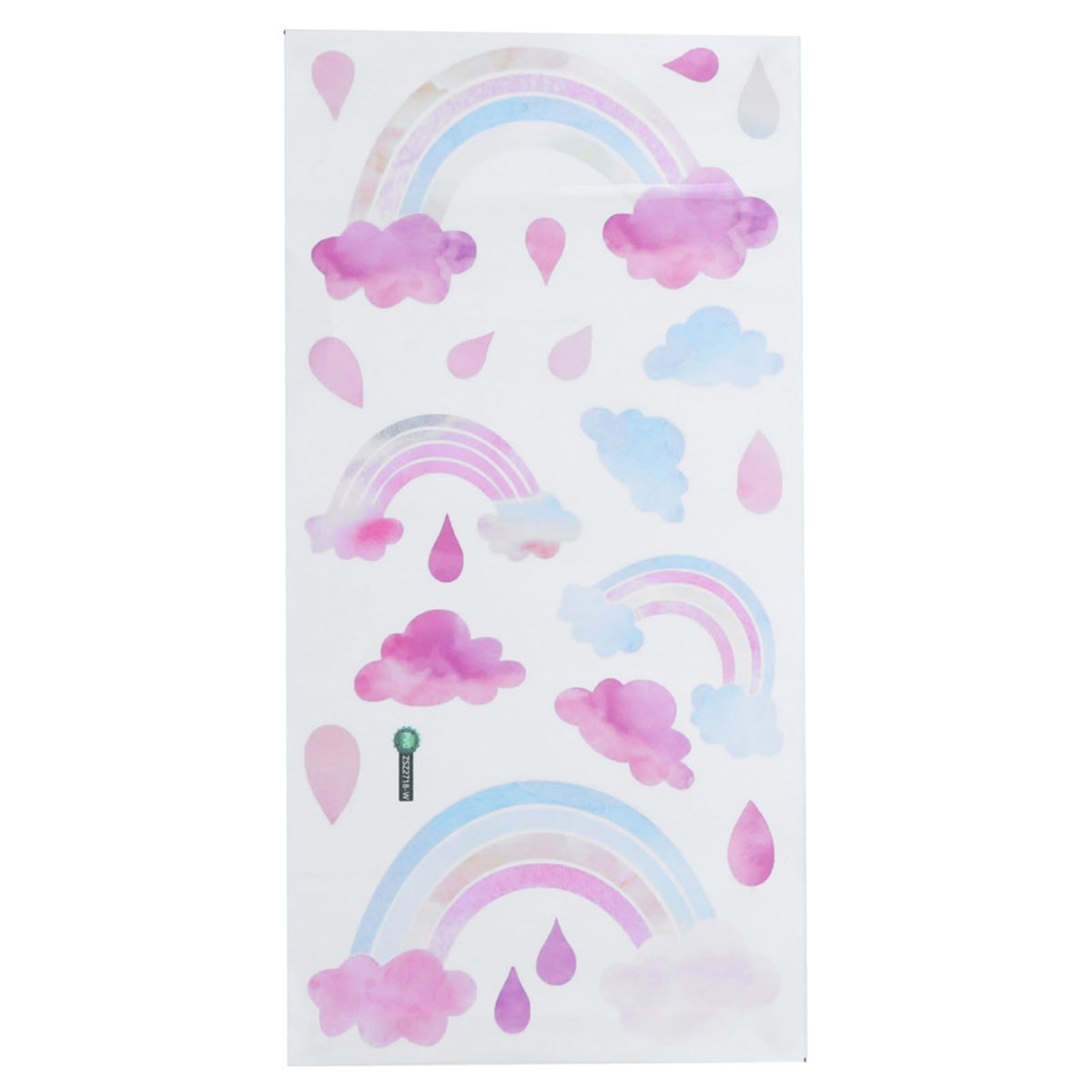 Cute self-adhesive wall sticker with clouds and raindrops, designed for children's room decor and pretend play by Everything Baby.