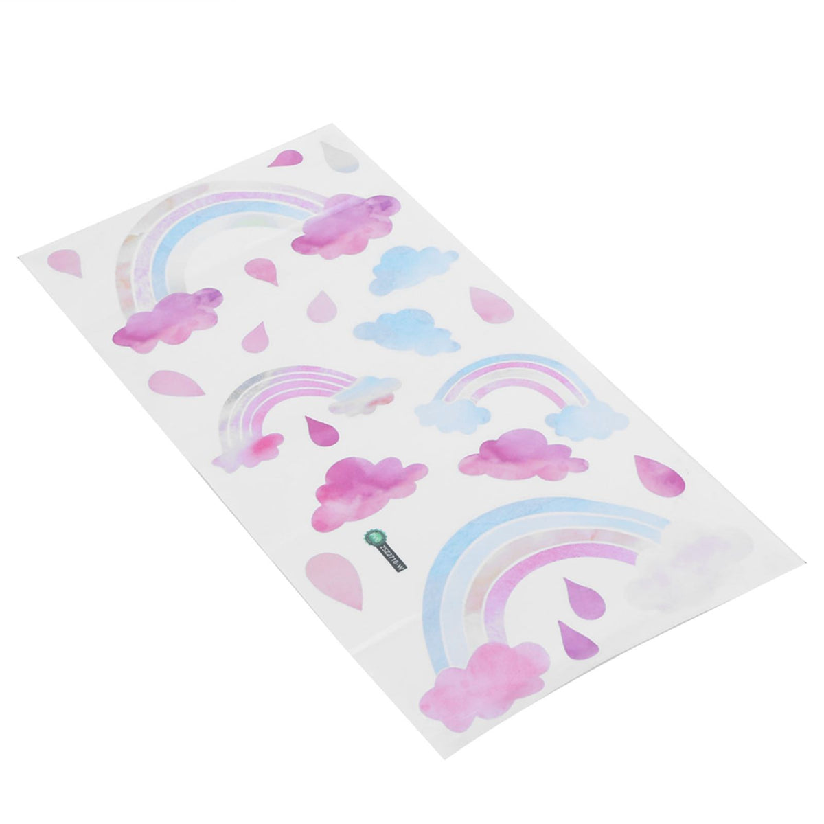 Cute self-adhesive wall sticker with clouds and raindrops for children's room decor, featuring colorful, playful design.