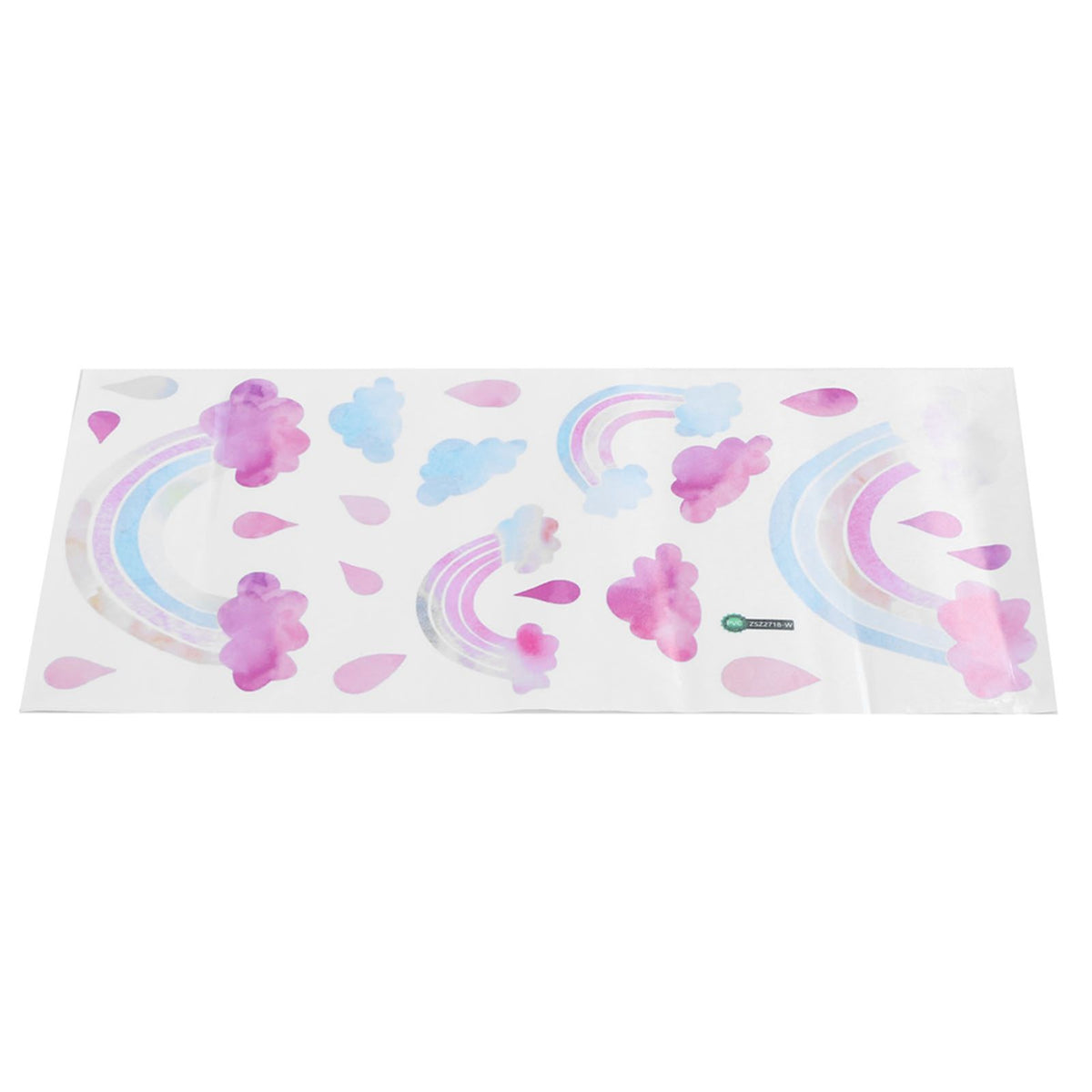 Self-adhesive wall sticker with cute clouds and raindrops for children's room decor, featuring colorful cartoon-style design.