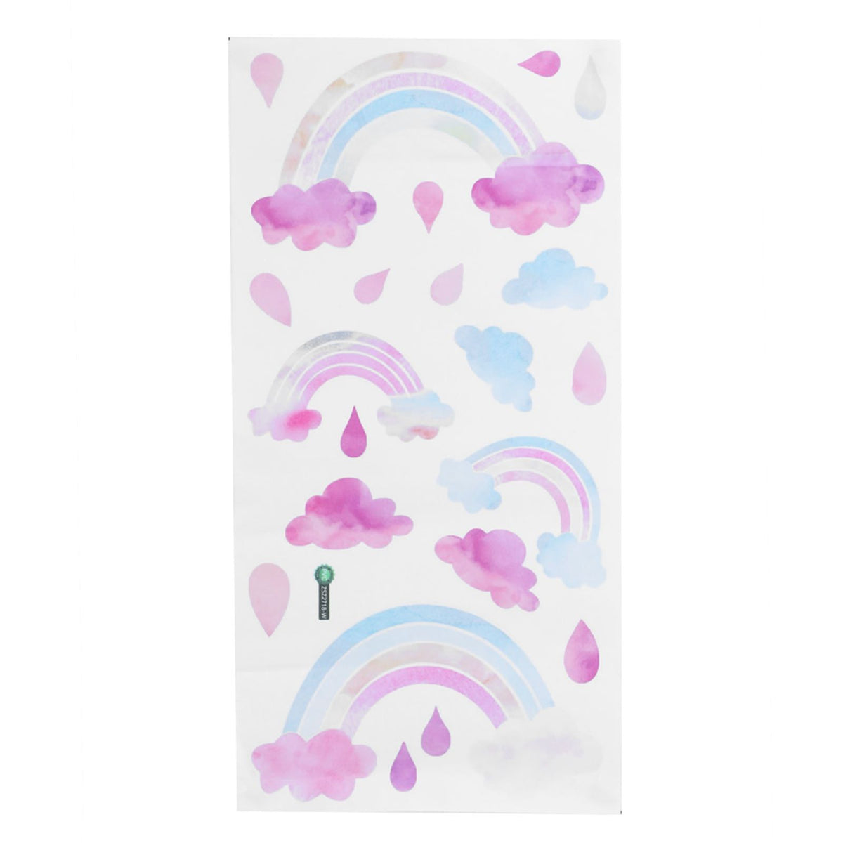Self-adhesive wall sticker featuring cute clouds and raindrops for children's room decor, by Everything Baby.