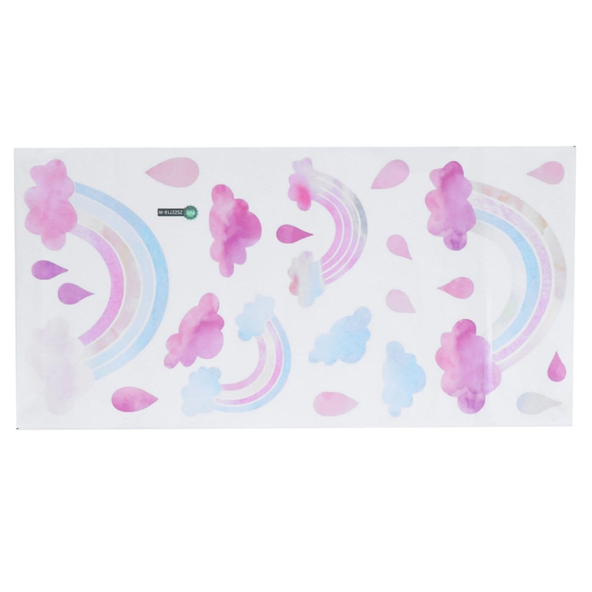 Self-adhesive wall sticker with cute clouds and raindrops for children's room decor, featuring colorful, playful cloud and raindrop design.