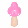 Set of three pink wooden mushroom ornaments, cute and innovative, ideal for home or office decor, by Everything Baby.