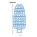 Blue carrot-shaped vegetable and fruit brush for kitchen cleaning, featuring a sturdy handle for effective scrubbing.