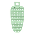 Green carrot-shaped vegetable brush for cleaning potatoes, fruits, and vegetables, ideal for kitchen scrubbing.