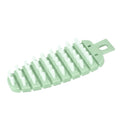 Green carrot-shaped vegetable brush with handle, ideal for scrubbing potatoes, vegetables, and fruits in kitchen cleaning.