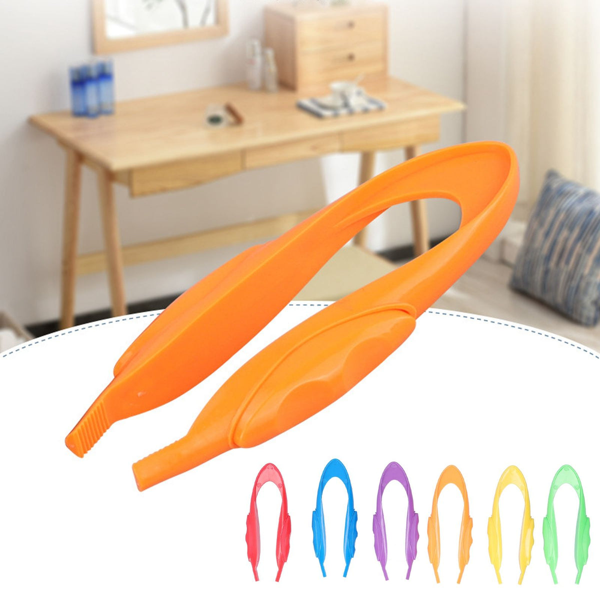 Six pairs of tweezers outdoor exploration catch clips for kids' educational play, featuring colorful plastic handles and metal tips.