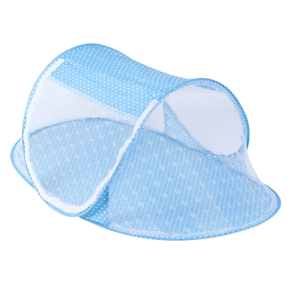 Portable baby mosquito netting for folding crib, lightweight outdoor protection for children from bugs during summer.