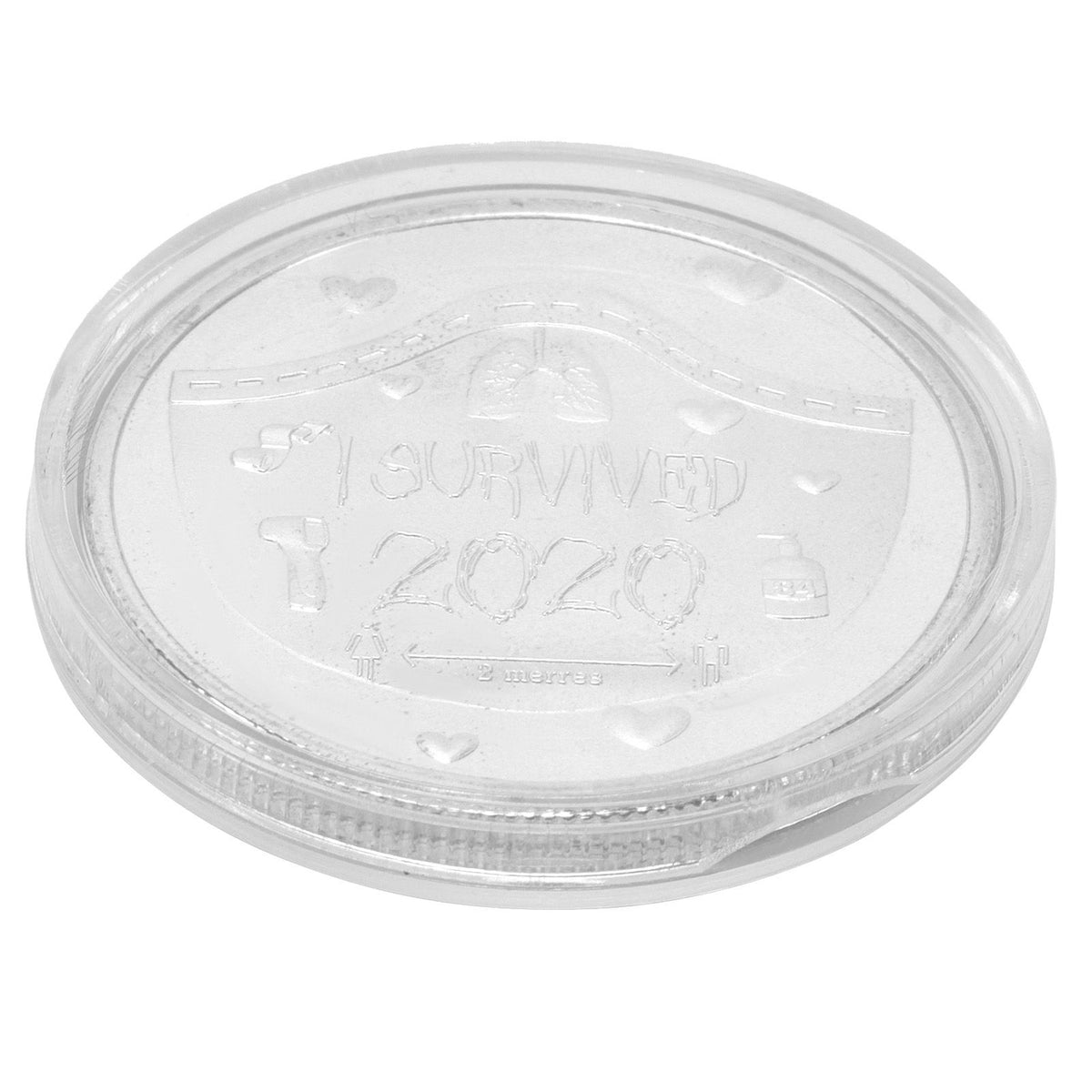 Silver commemorative 2020 medal coin featuring innovative design, ideal for souvenirs or collectibles.