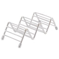 Stainless steel taco holder tray with 2/3 grid design, ideal for kitchen or restaurant use, by Everything Baby.