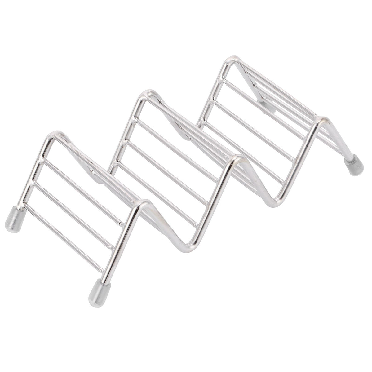 Stainless steel taco holder and pancake stand tray from Everything Baby, designed for kitchen and restaurant use, featuring a 2/3 grid.