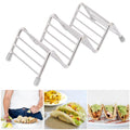 Stainless steel taco holder tray for kitchen and restaurant, 2/3 grid pancake stand, designed for easy serving and organization