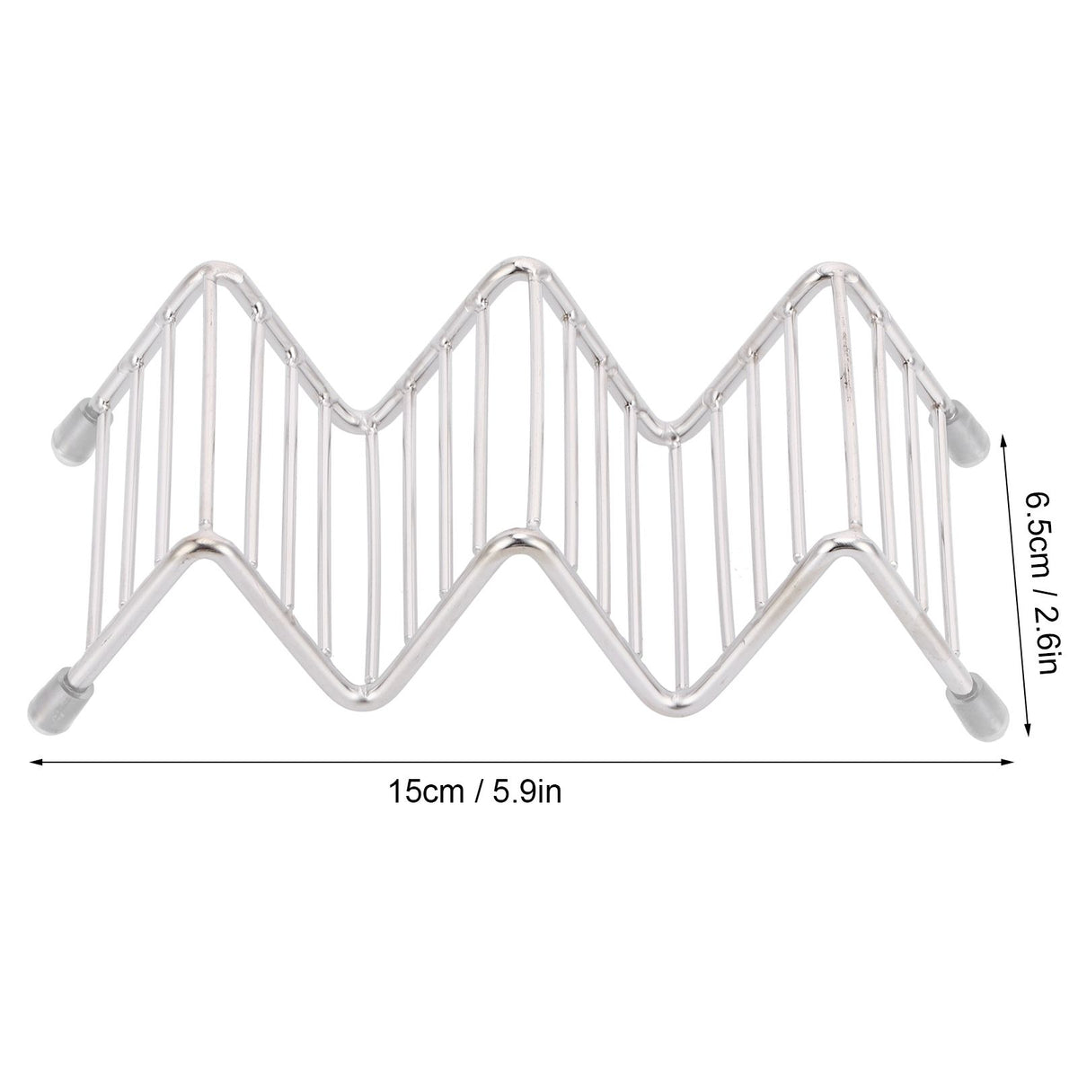 Stainless steel taco holder and pancake stand tray for kitchen or restaurant use, featuring a 2/3 grid design for serving food.
