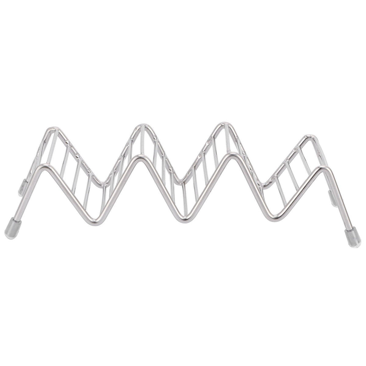 Stainless steel taco holder and pancake stand tray with 3/4 grid for kitchen or restaurant use, designed by Everything Baby.